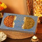 3 partition dry fruit box with almonds, cashews and raisins - Occasions Diwali gift