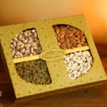 4 partition dry fruit box Medium with almonds, cashews, pistachios and raisins - Occasions Diwali gift