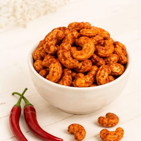 Red Chilli Cashew Nuts spicy roasted kaju in a bowl