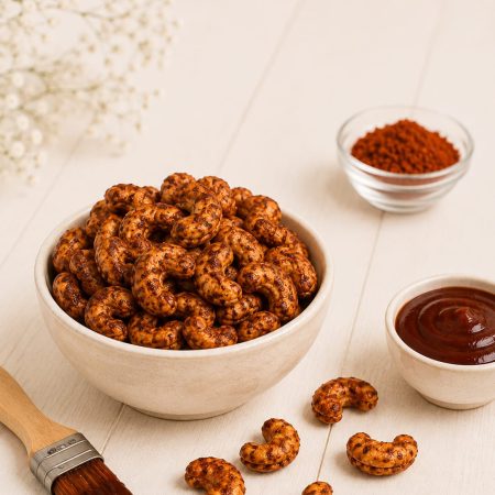 Barbeque Cashew Nuts smoky roasted kaju in a bowl