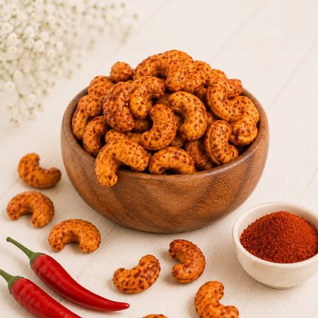 Peri Peri Cashew Nuts spicy roasted kaju in a bowl