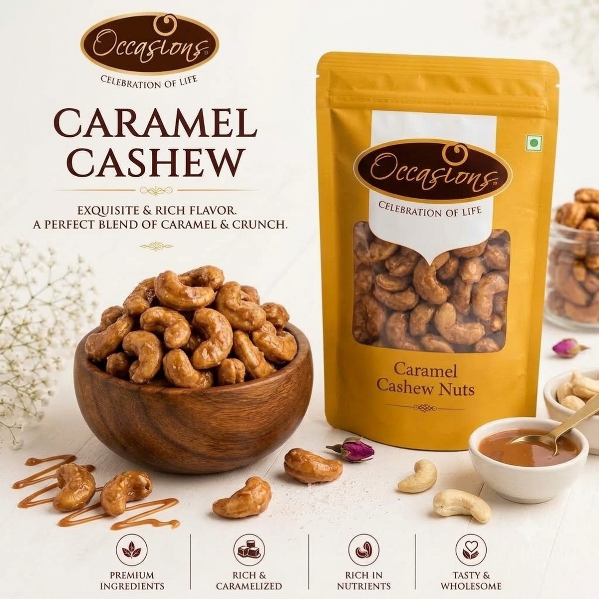 caramel cashew nuts occasions