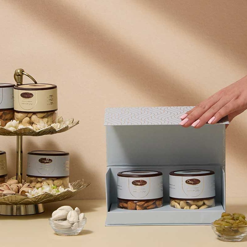 2 jar dry fruit gift box with almonds and cashews - Occasions Diwali gift